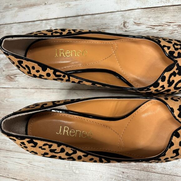 J RENEE Alipha Pumps 8.5 Cheetah Suede Pointed Toe Professional Classic Heels - Picture 9 of 12